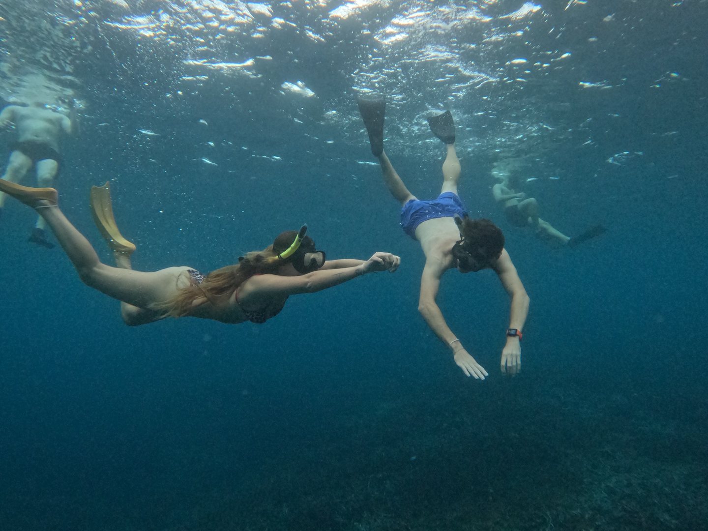 Pablo and a friend dive during a personal trip